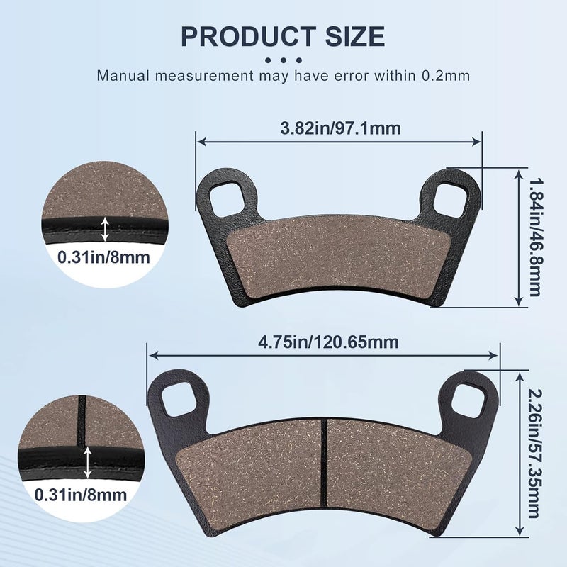 Oceanair Front&Rear Brake Pads for Polaris Ranger XP 1000 2018-2023 General 1000 EPS 2016-2020 Ranger Crew XP 1000 2019-2020 - Image 3